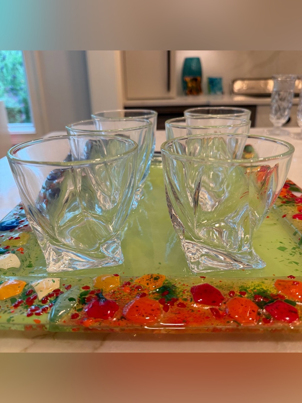 Set of 6 Clear Twisted Glass Tumblers - Clear